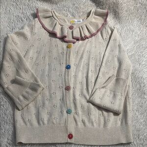 Boden Cream Kids Sweater with Colorful Buttons
